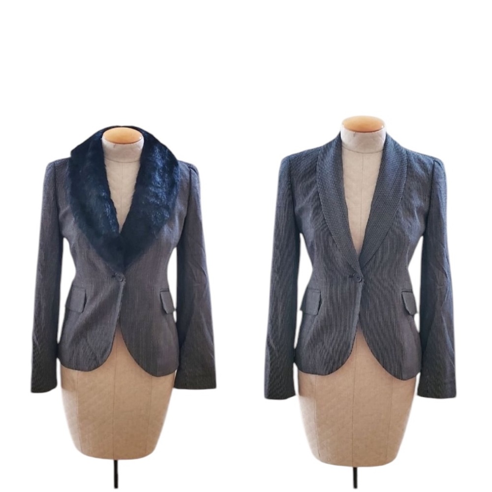 NEW MICHAEL KORS JACKET BLAZER REMOVABLE FAUX FUR COLLAR NECKLINE 12